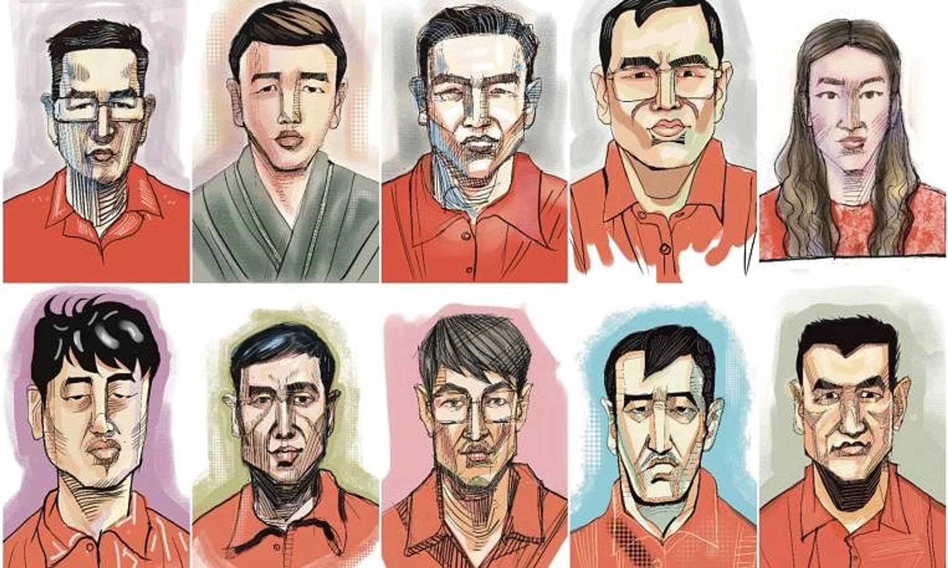 In a subsequent hearing in court, the prosecution revealed that the suspects include wives and relatives of the 10 accused people (above).