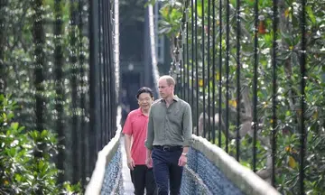 Prince William visits TreeTop Walk in Singapore's largest nature reserve