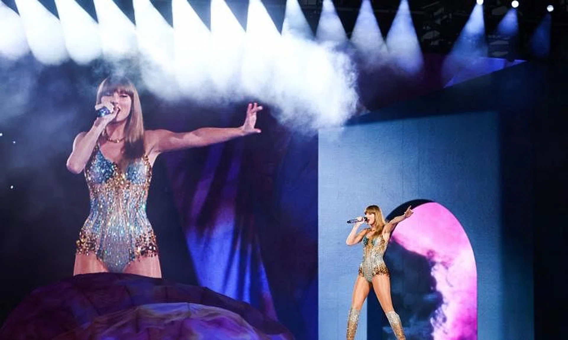 Taylor Swift performs on stage during a concert as part of her Eras World Tour in Sydney on Feb 23.