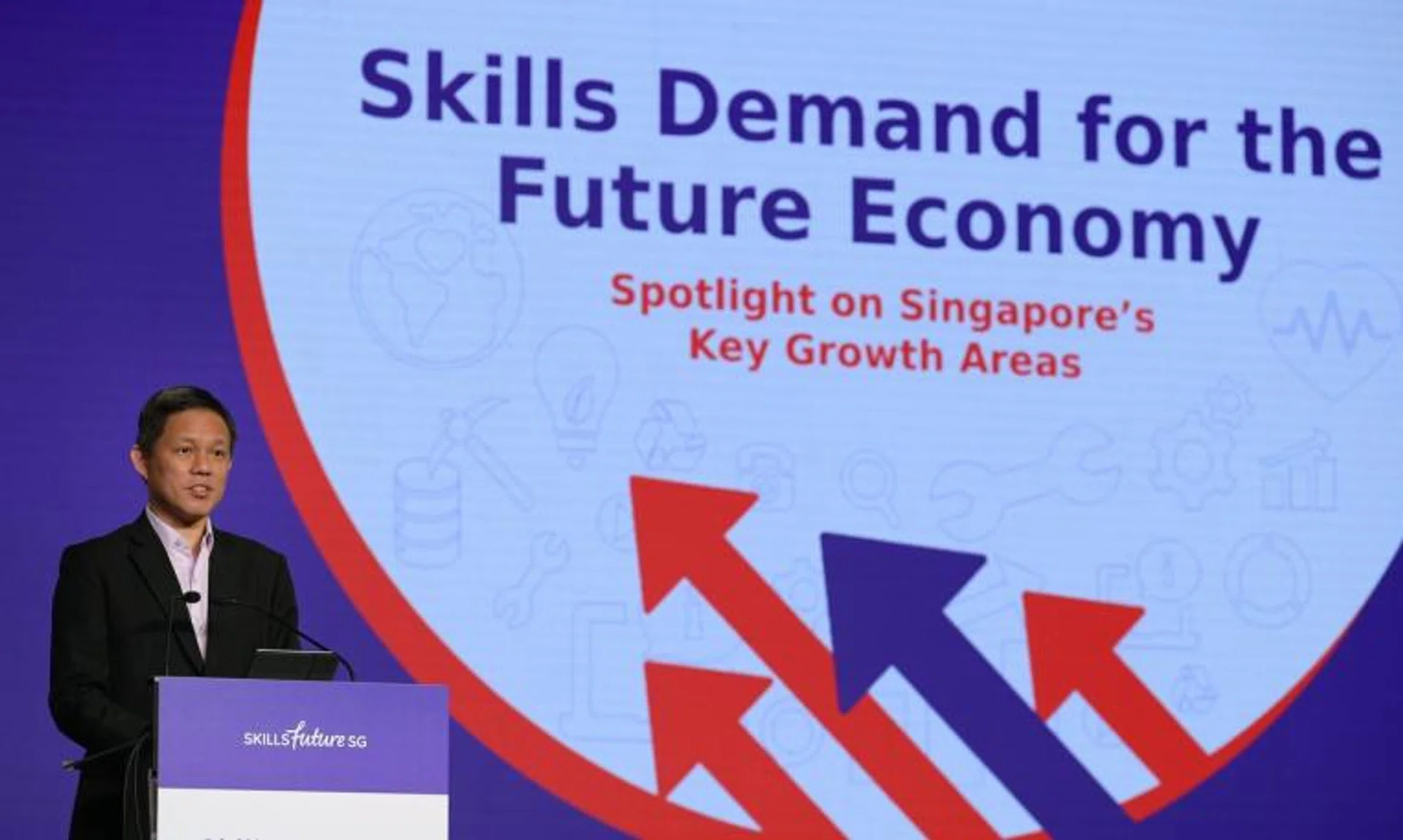Education Minister Chan Chun Sing speaking at the launch of the inaugural Skills Demand for the Future Economy report on Dec 8, 2021.