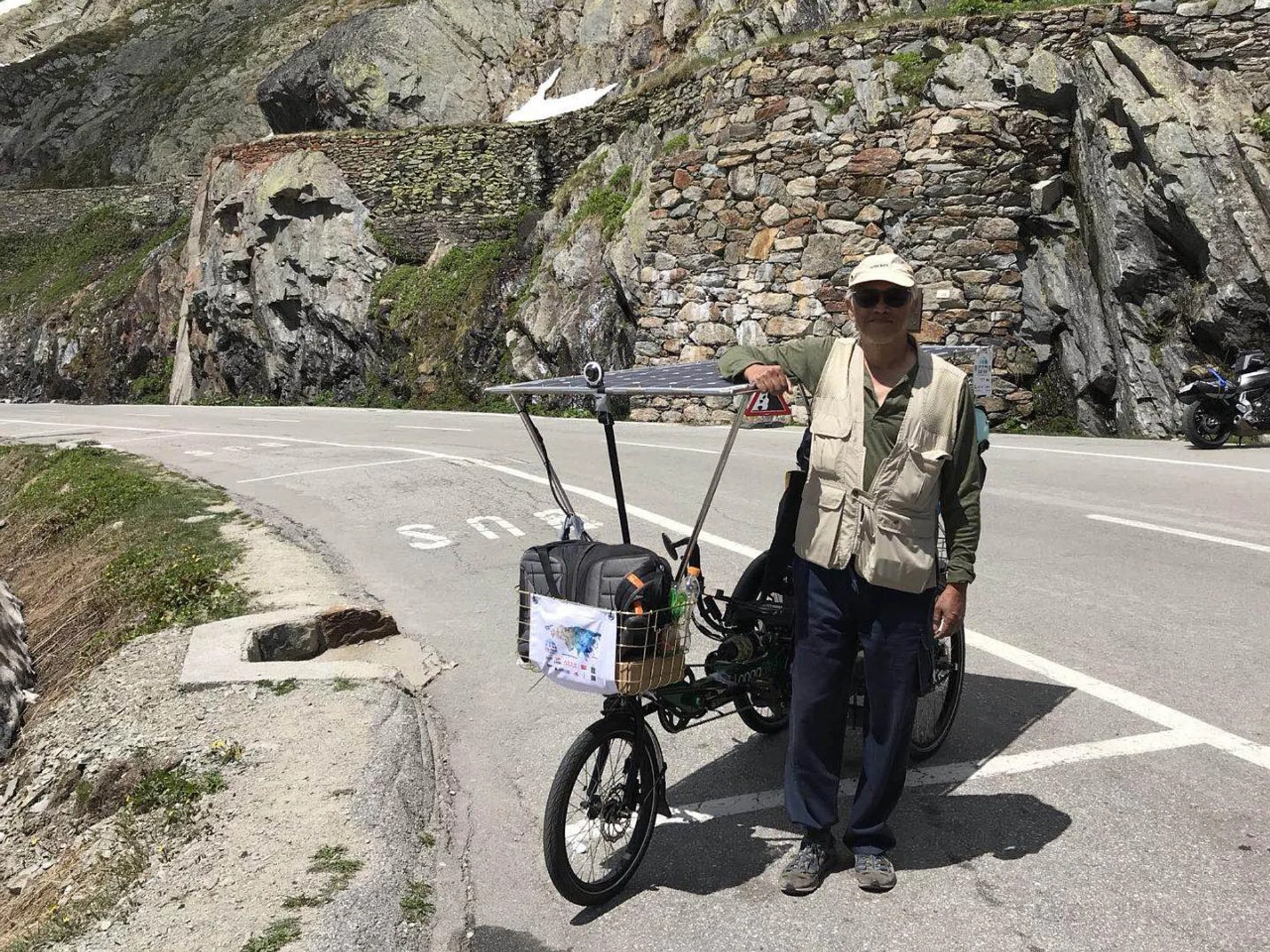 Mr Ching Wai Won travelled almost 6,500km from France to China on an e-bike made by his factory. 