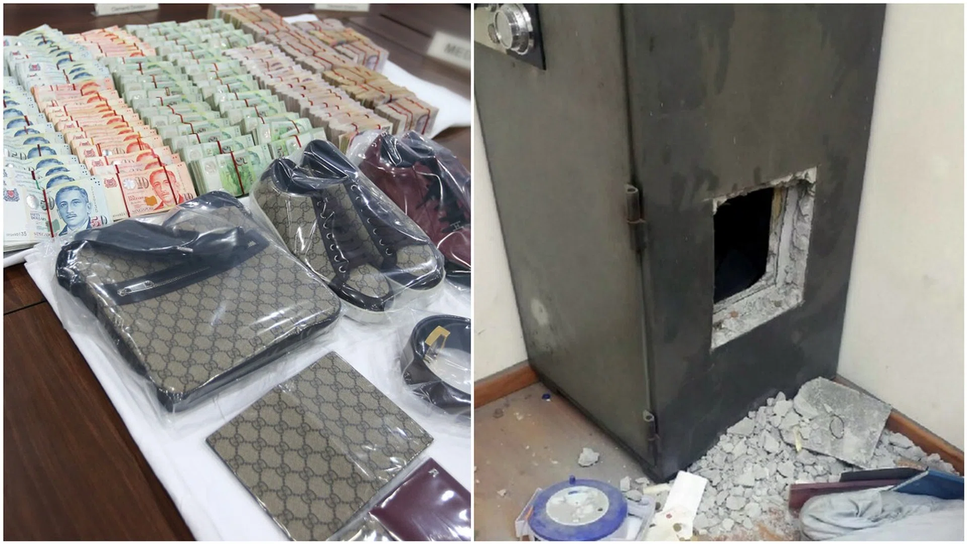  Cash amounting to about $433,000 and some luxury goods, which were believed to have been purchased by the suspects with the stolen cash, were recovered.