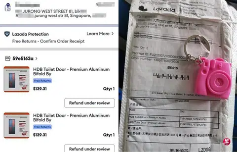 Man orders bi-fold doors on Lazada but receives plastic keychain instead