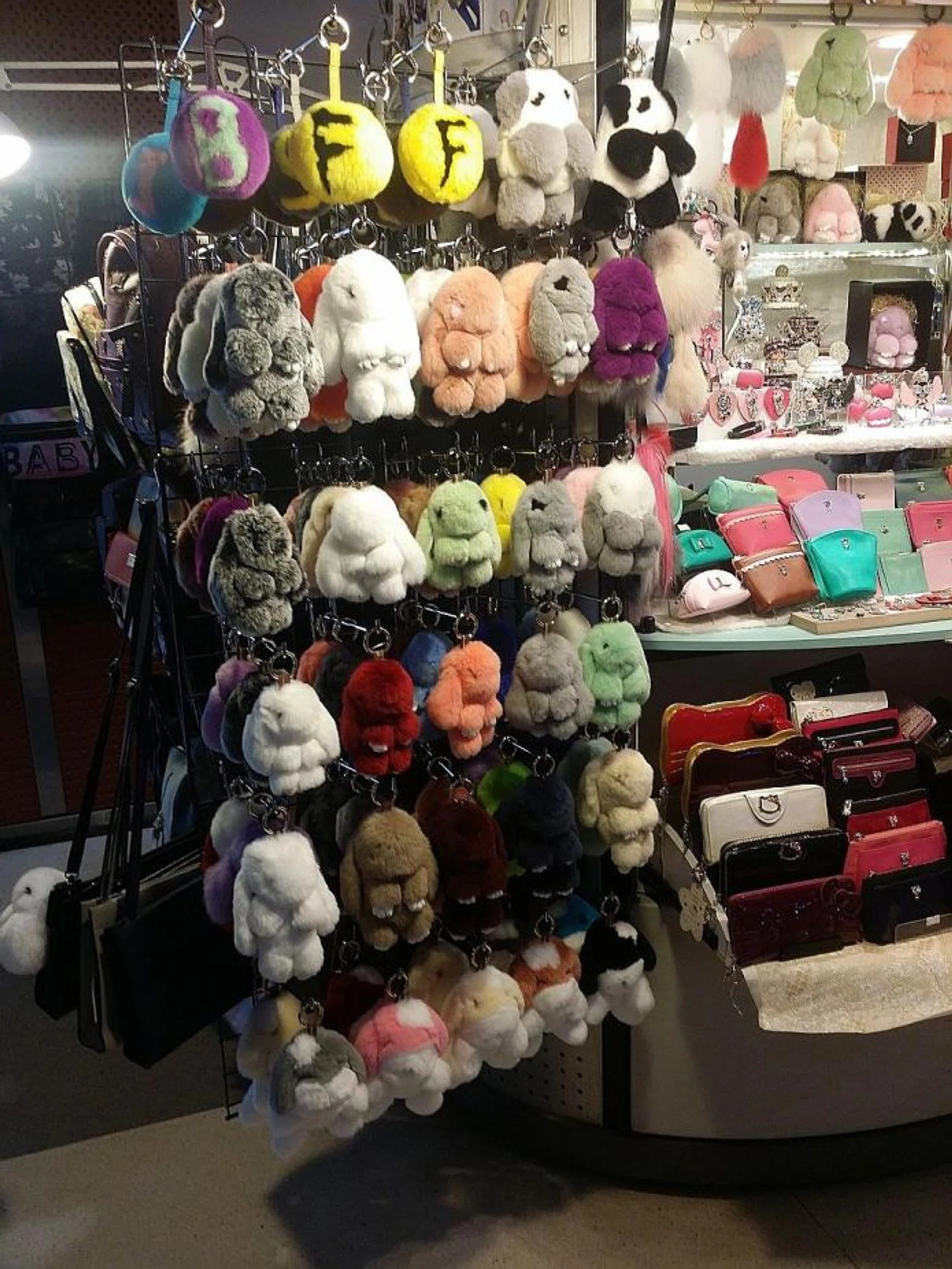 NOT CHARMING: The SPCA says that rabbit bag charms such as these are made from rabbits that are treated cruelly. 