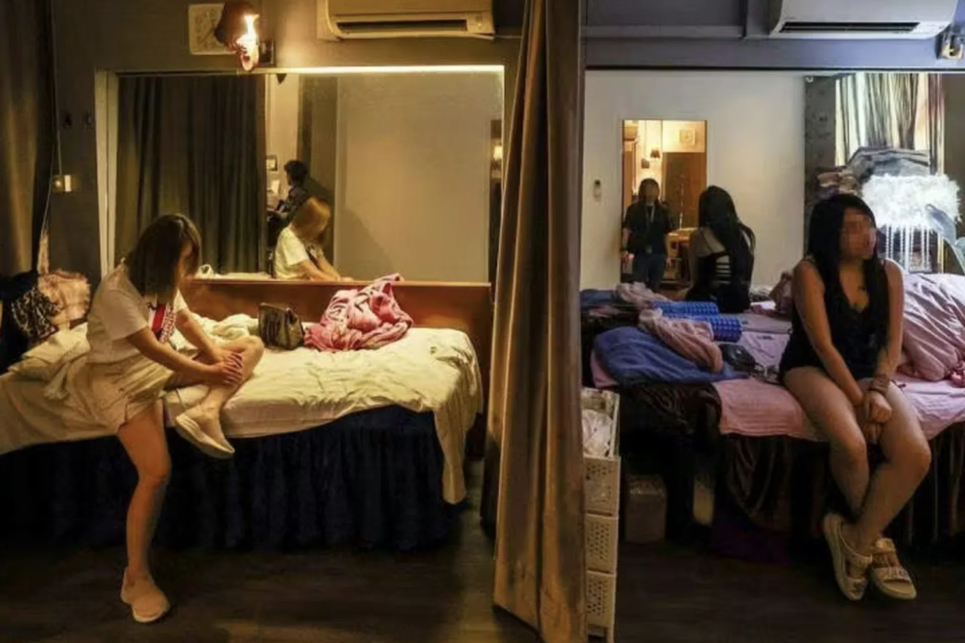 Four women from the massage parlour were arrested for suspected prostitution.