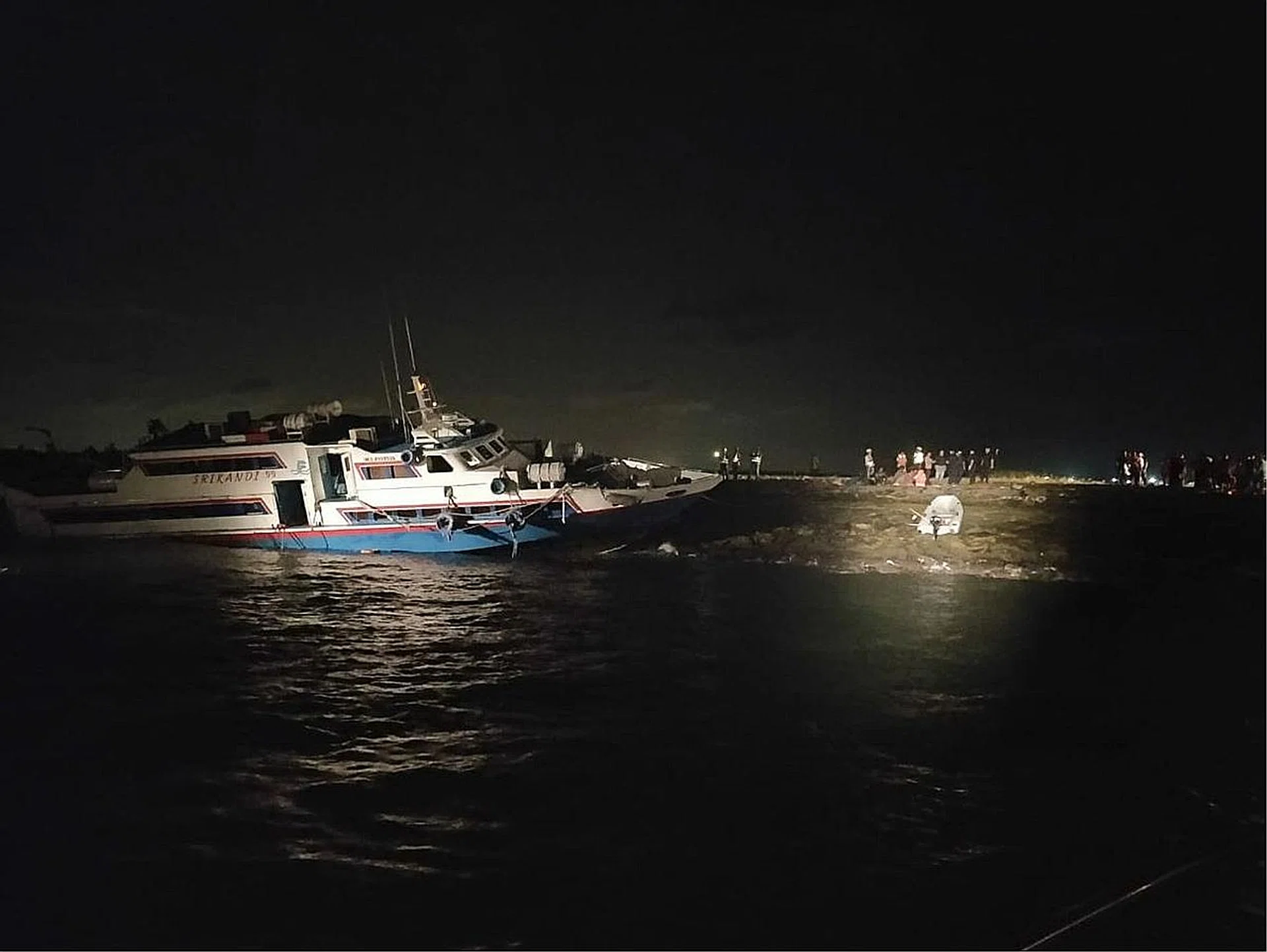 The Indonesian-flagged Sri Kandi 99 ran aground on a rock bund at the southern tip of Pulau Tekong.