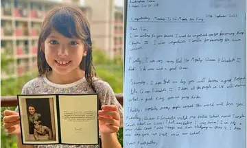 Girl, 8, in S'pore overjoyed after getting signed card from King Charles