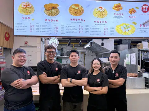 (From left) Mr Kenny Low, co-owners Haris Matin and Kelvin Tan, Ms Wantana Somransook and Mr Loh Jun Long.