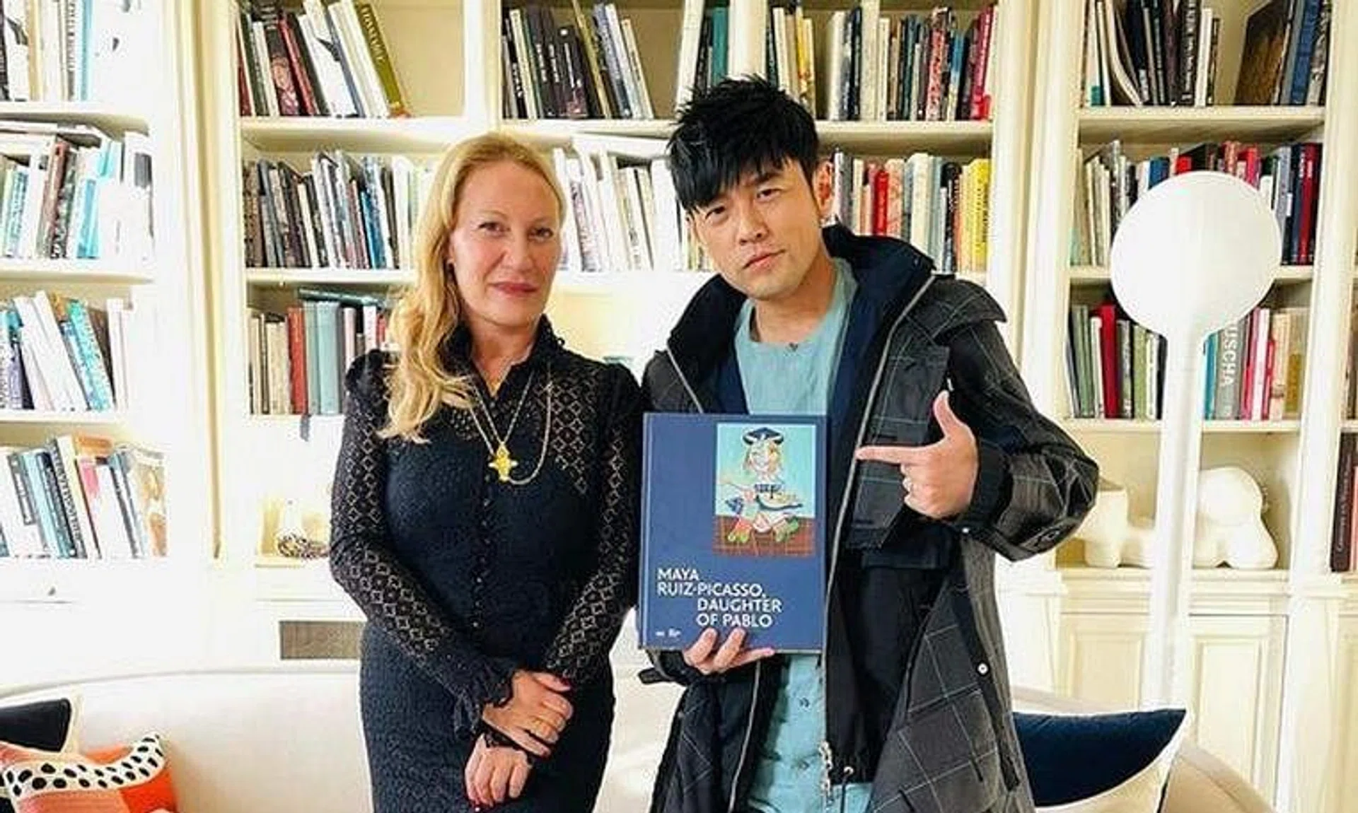 Singer Jay Chou with Pablo Picasso's granddaughter, French art historian Diana Widmaier Picasso.