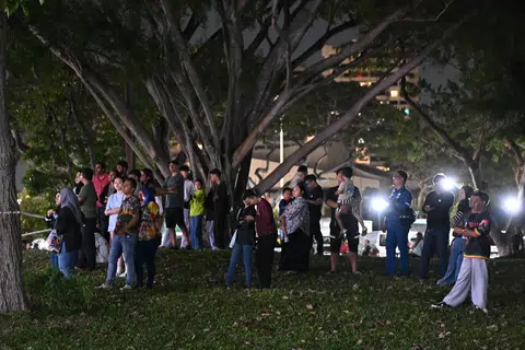 A crowd had formed around East Coast Park on the night of Aug 30.