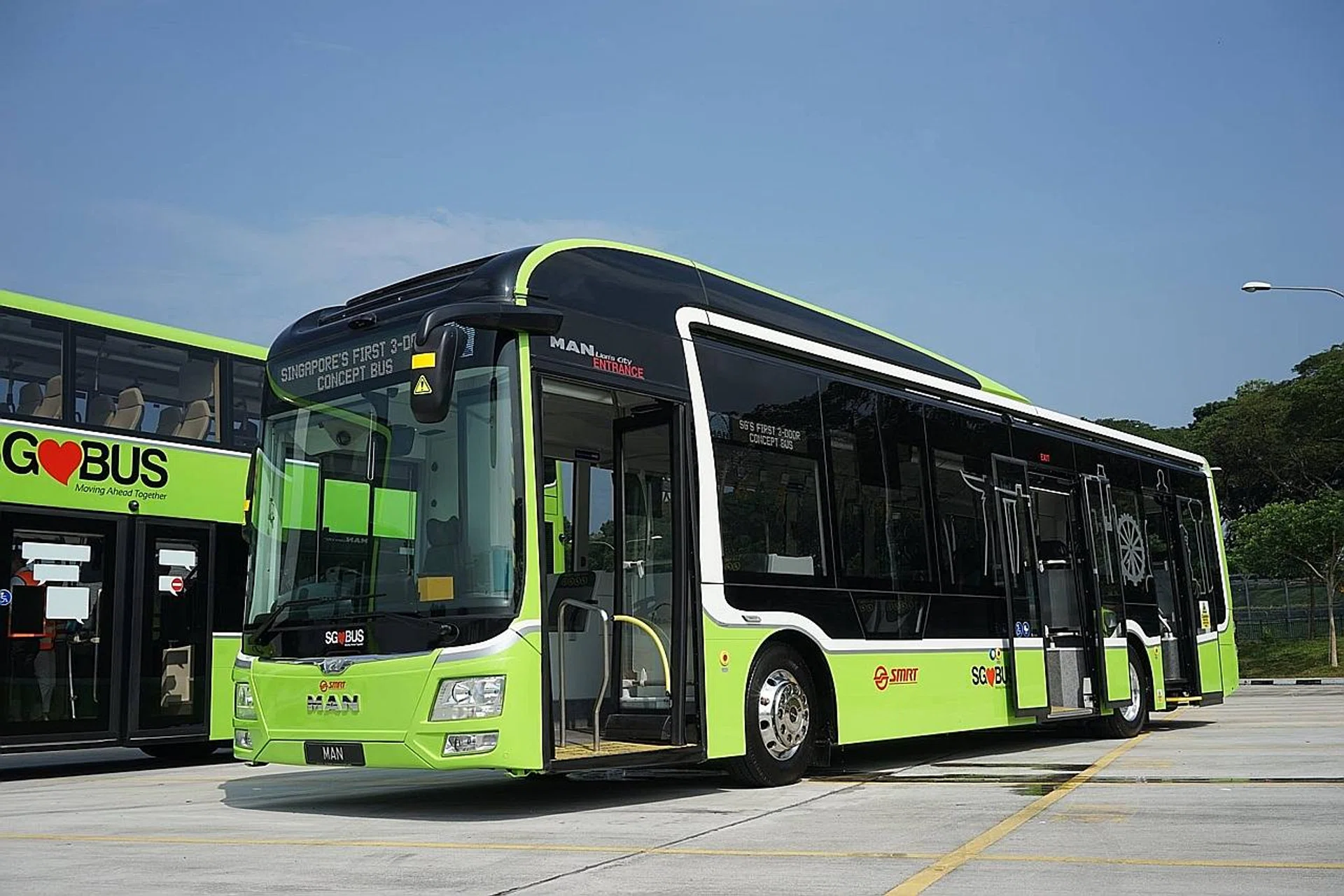 LTA is buying 100 three-door double-decker buses after a trial of three-door buses (above) in 2017. 
