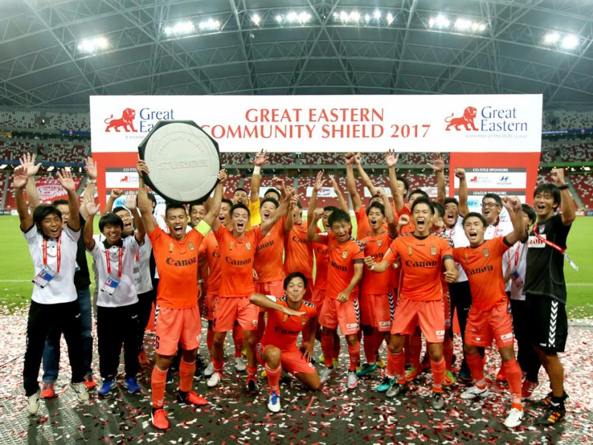 Albirex Niigata clinched the Great Eastern Community Shield after a 2-1 win over Tampines Rovers at the National Stadium