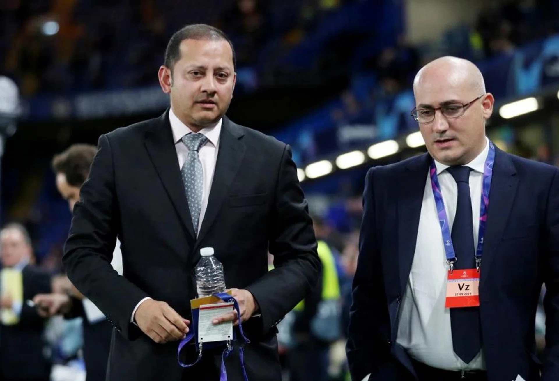 Valencia president Anil Murthy (left) before the match.