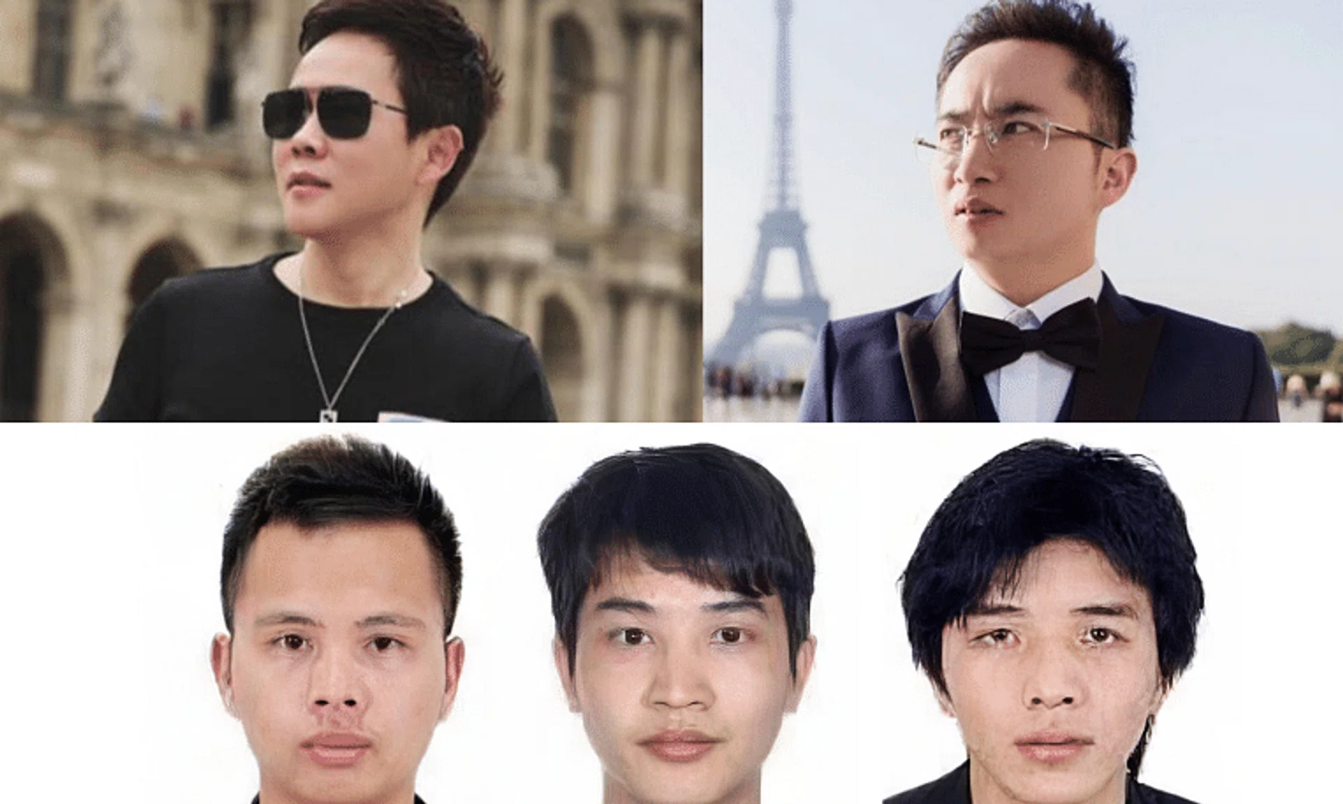 Five of the people arrested include (clockwise, from top left) Su Haijin, Su Baolin, Wang Dehai, Su Jianfeng and Su Wenqiang.