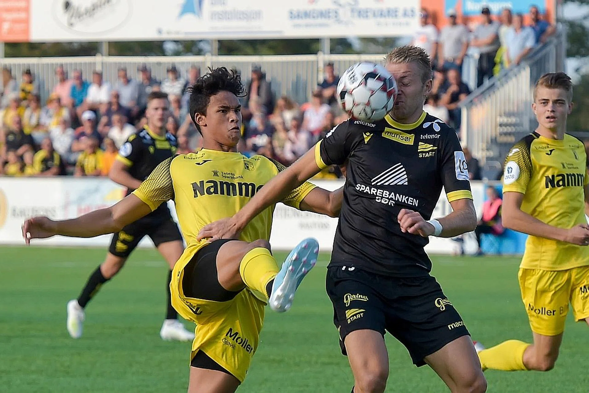 Singapore striker Ikhsan Fandi (left) impressed for Raufoss IL against IK Start last season. 