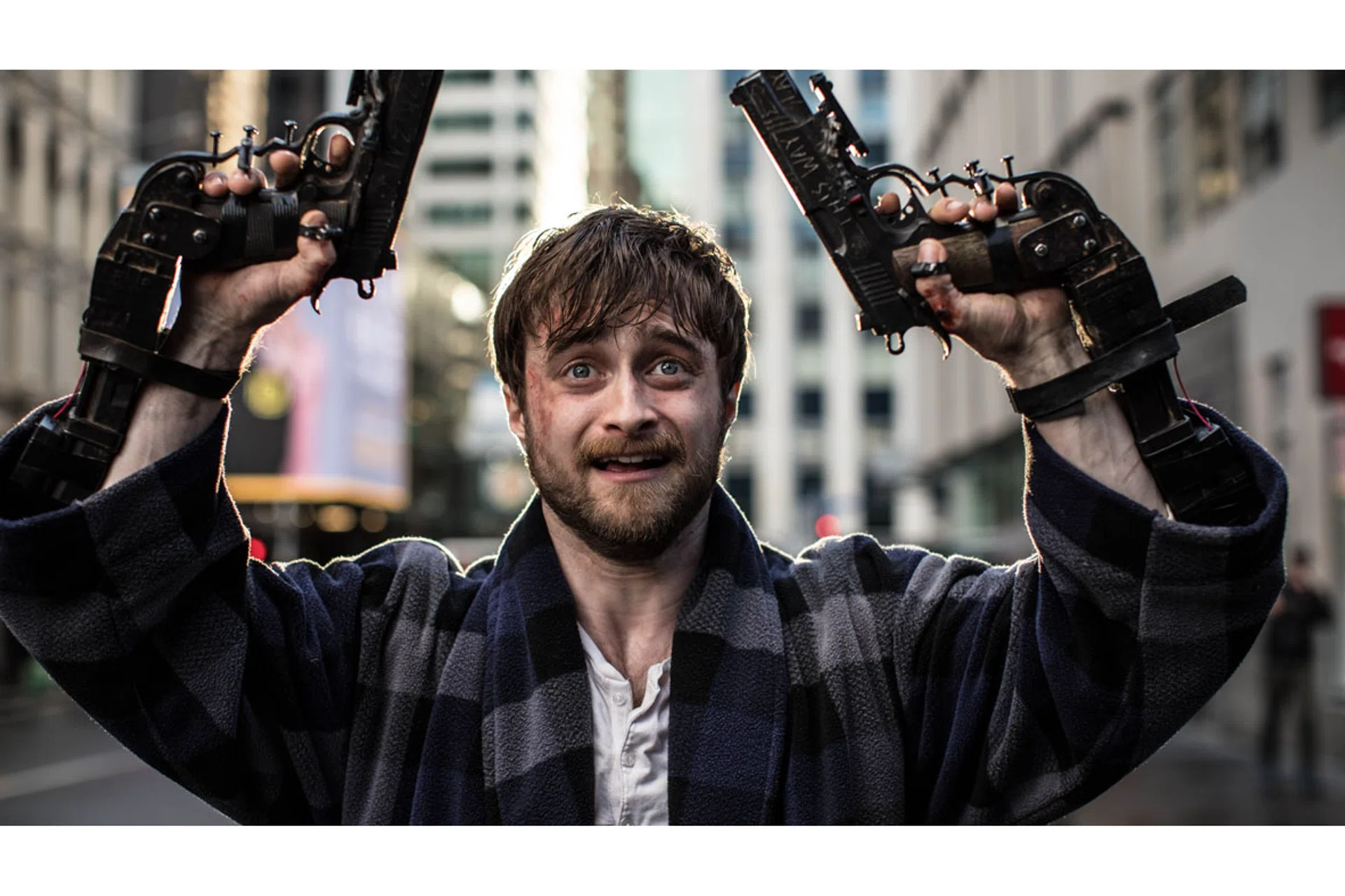 Daniel Radcliffe in Guns Akimbo. 