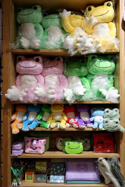 Exclusive merchandise such as Pickles the Frog in Kinokuniya's new outlet at Raffles City.
