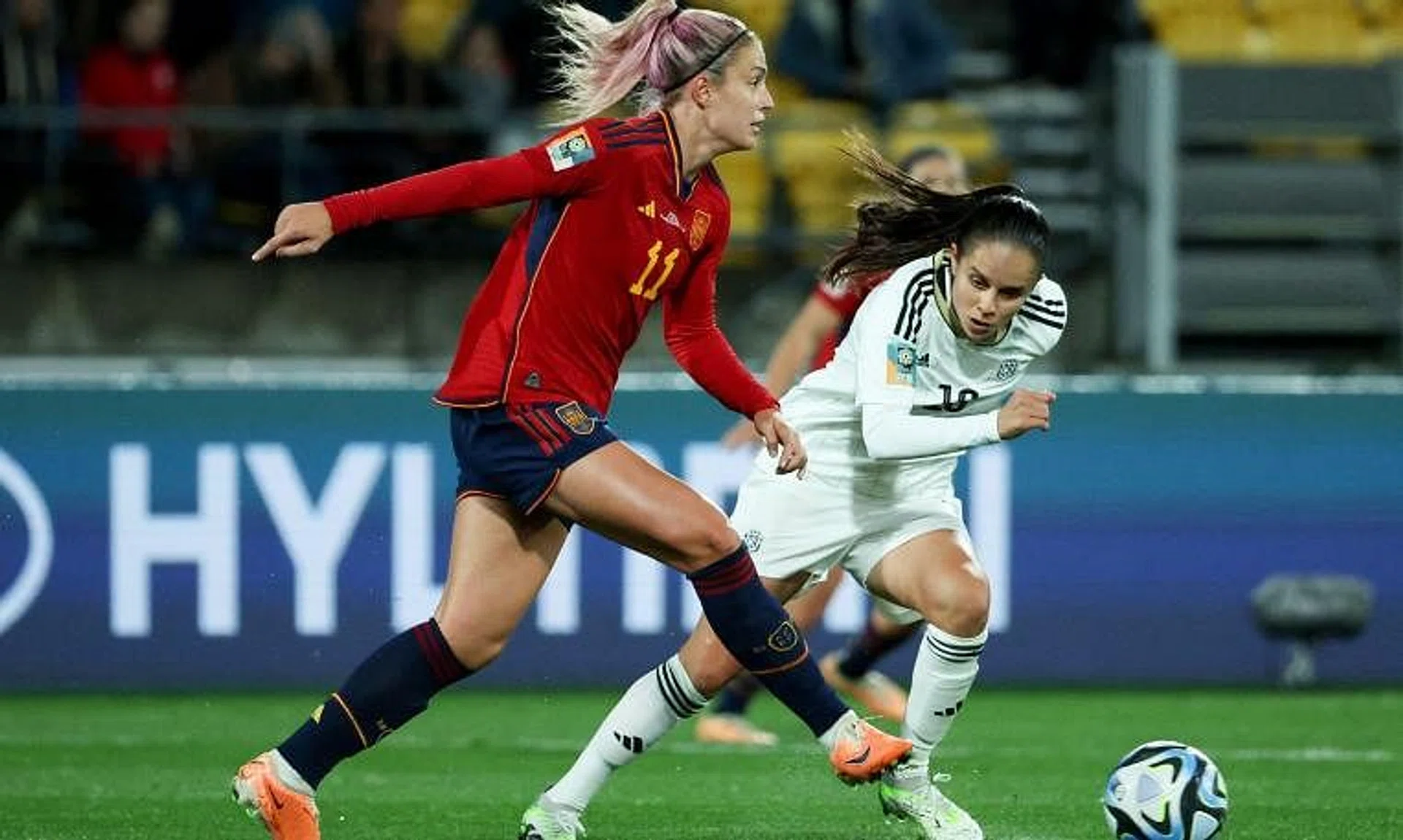 Spain midfielder Alexia Putellas (in red) played the last 15 minutes of her side's 3-0 win over Costa Rica in their World Cup 2023 opener.