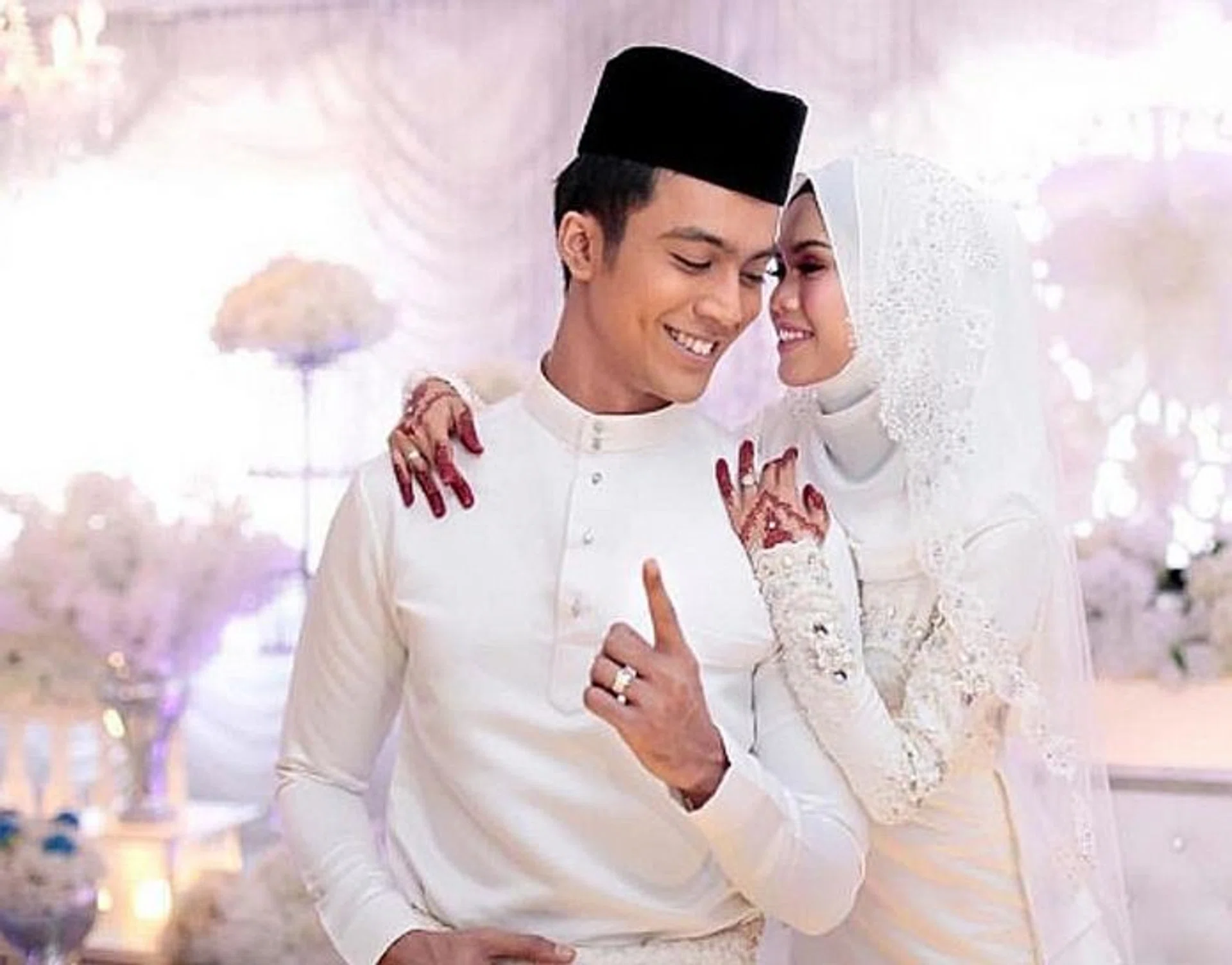 HAPPY: Local singer and actor Aliff Aziz tied the knot on Friday after dating Dayang Ara Nabellah Awang Astillah for two years and being engaged for nine months.