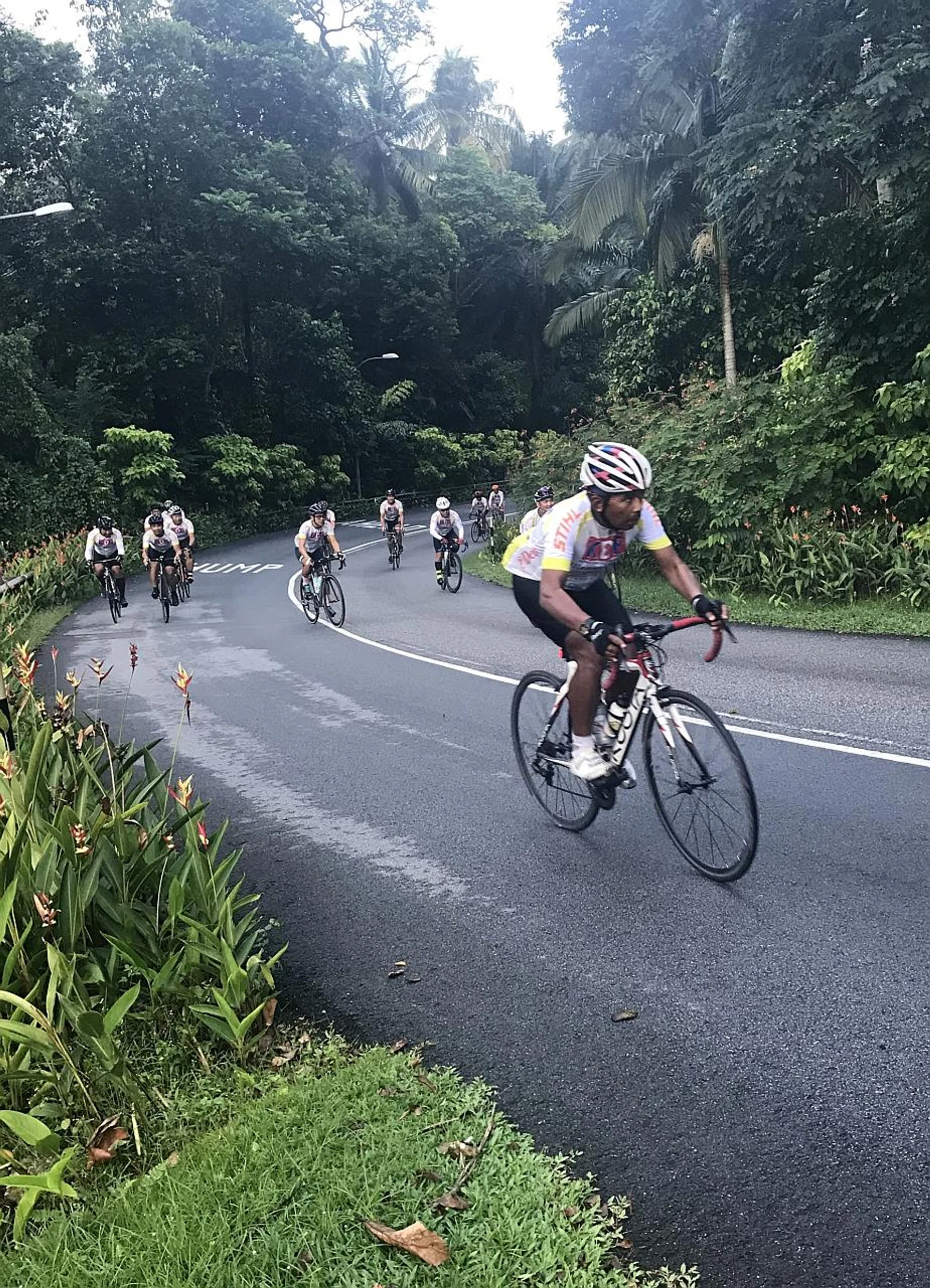 The cyclists found the route difficult due to the continuous uphill terrain.  