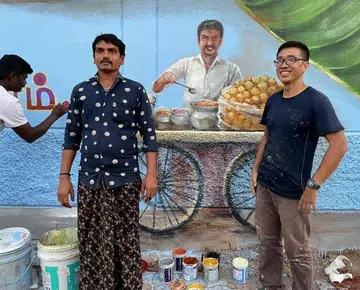 S'pore artist Yip Yew Chong paints second public mural in India