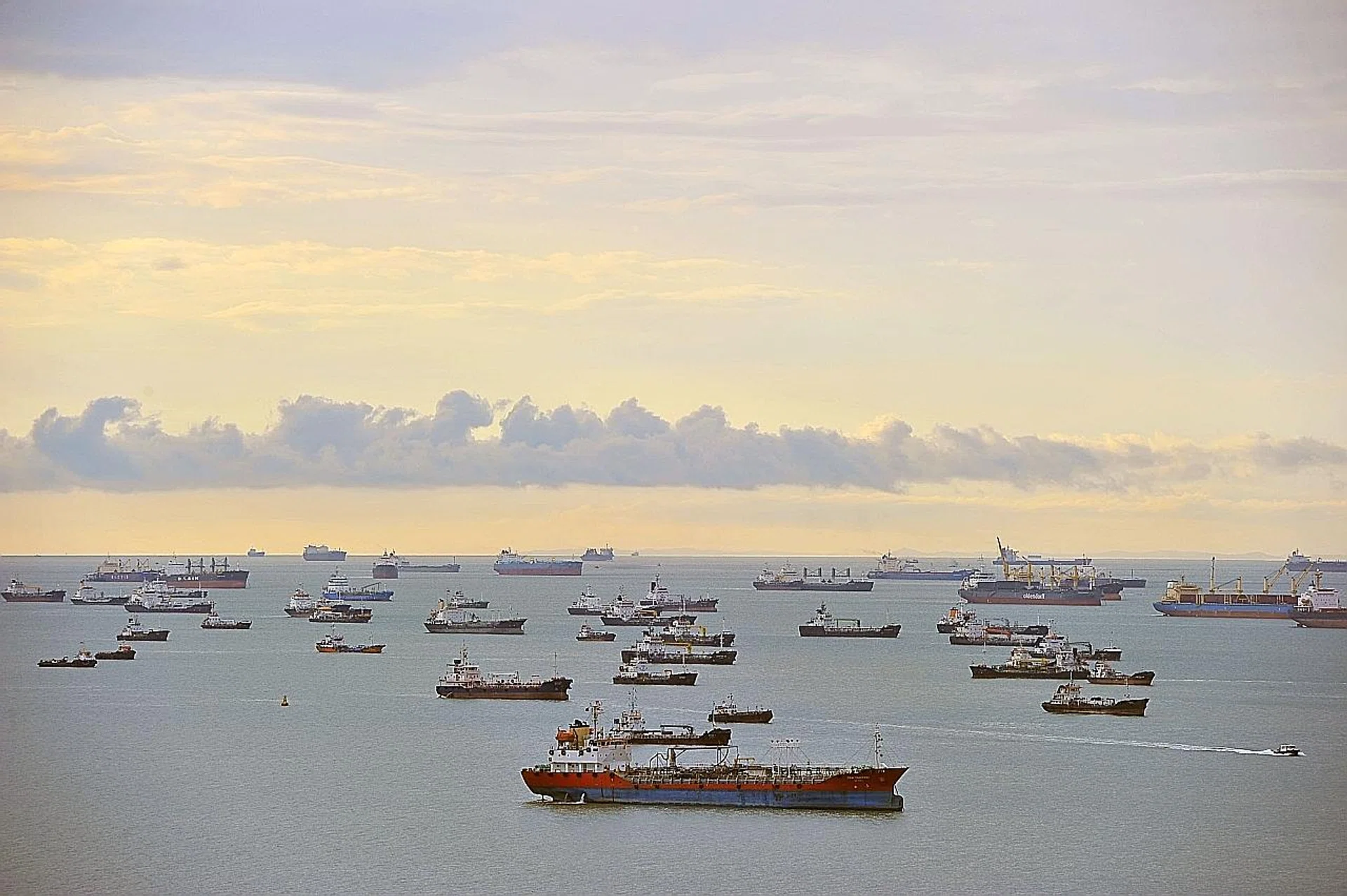 A view of the sea from an HDB block in the east. 