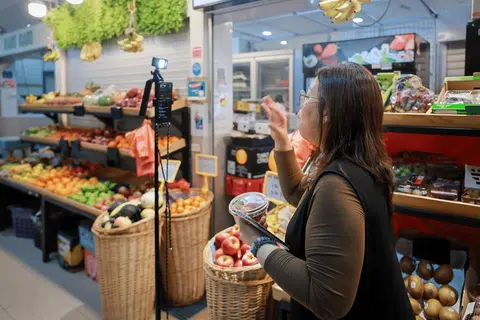 Ms Christina Gwee's one-woman show comes equipped with a tripod and detachable microphone. 