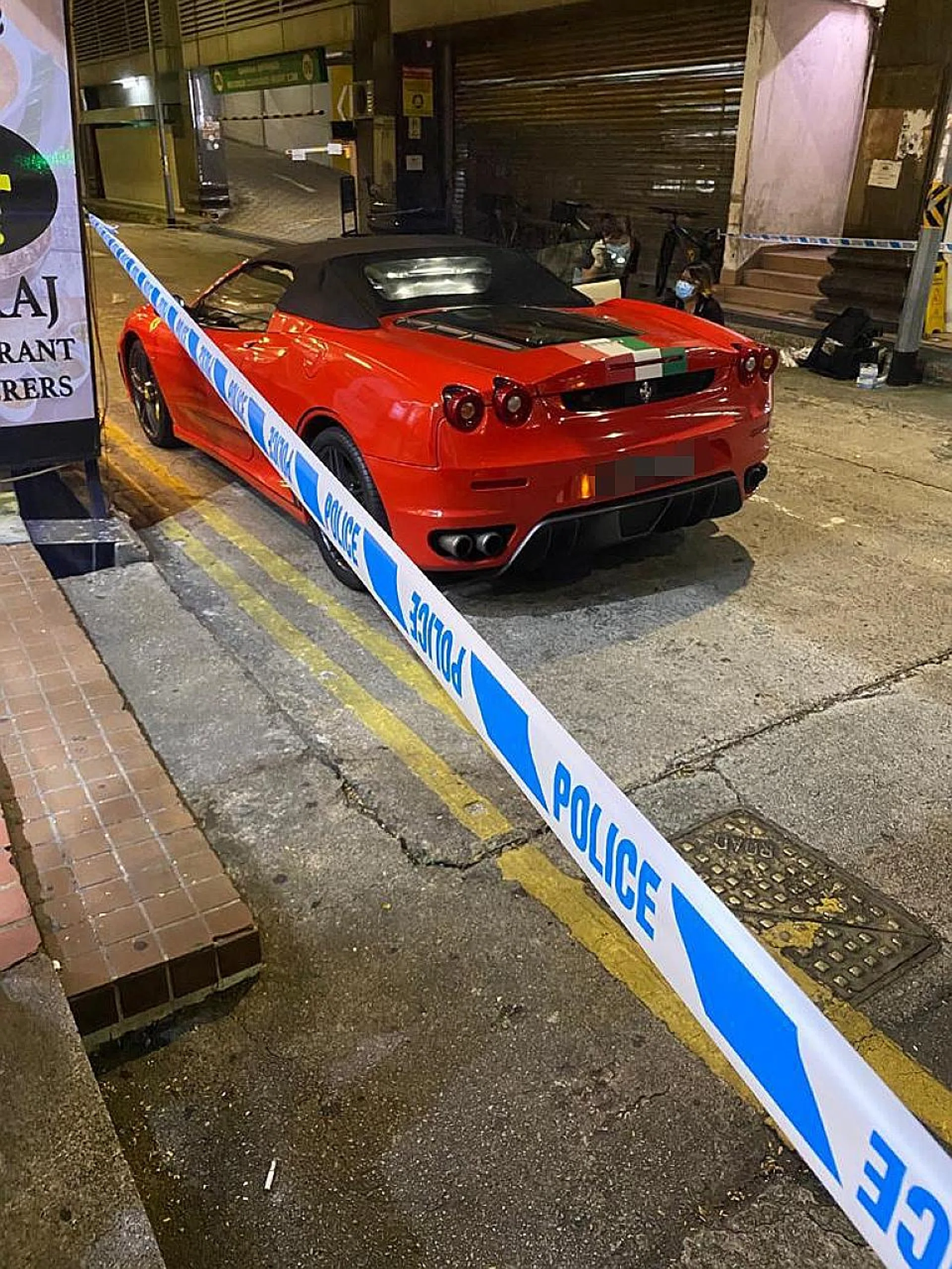 The Ferrari was left behind in the service road off Verdun Road.  