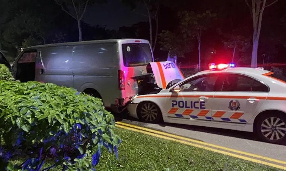 Man arrested after reversing van into police car while trying to evade ...
