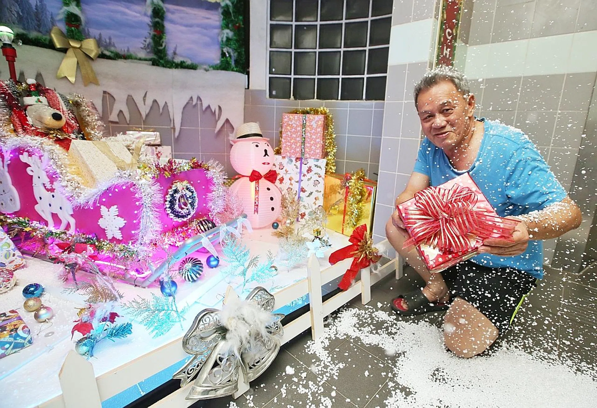 (Above) Mr Andy Lim Beng Huat spent about five months making the sled. 