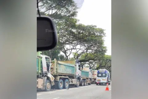 Three hurt in 4-truck collision on ECP, one trapped in cabin rescued