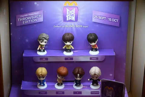 In the first set, known as the Throwback Edition, the seven BTS members - RM, Jin, Suga, J-Hope, Jimin, V and Jungkook - are dressed in classic outfits. It is available until Oct 15.