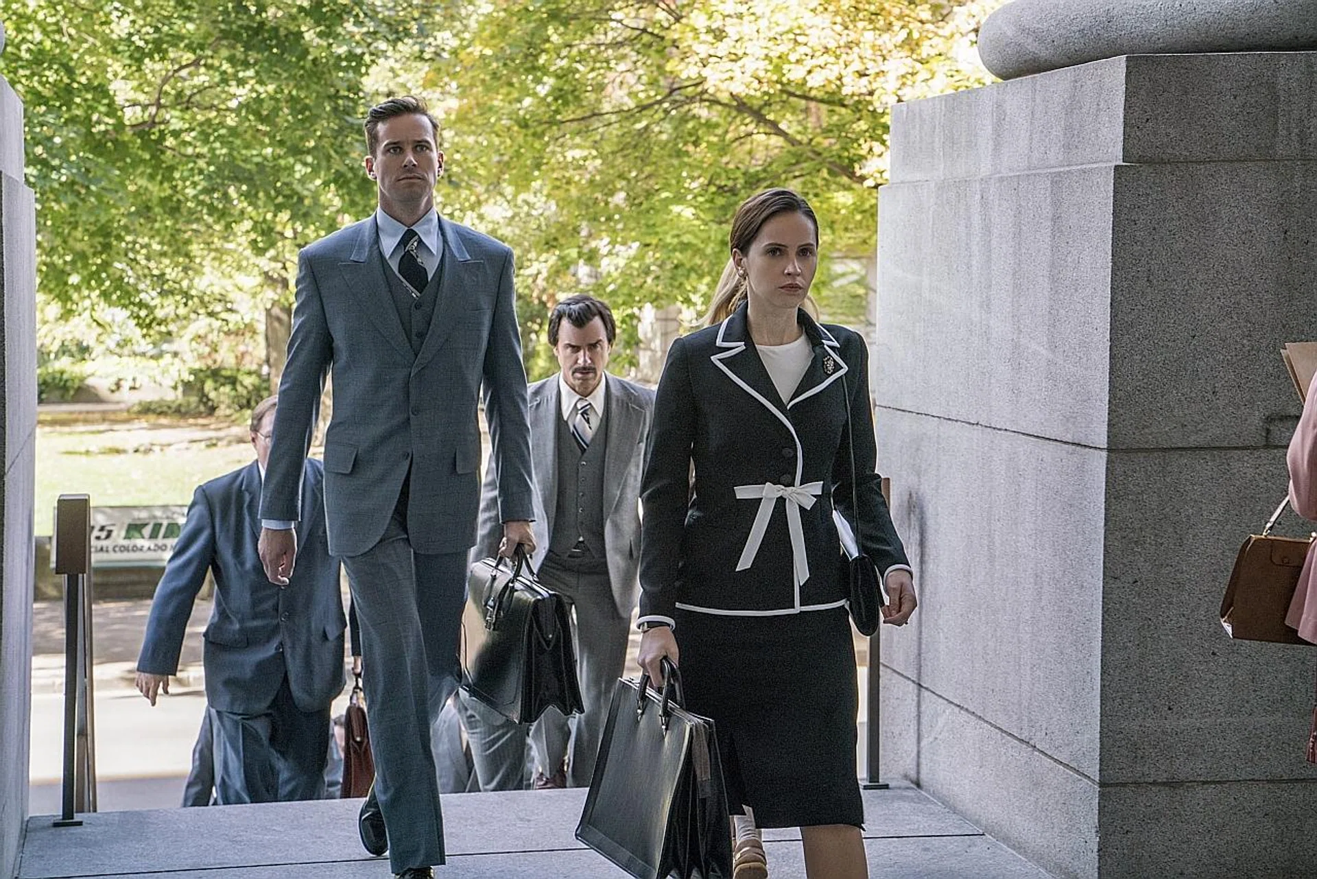 Armie Hammer (left) and Felicity Jones (right) are excellent on this biopic on US Supreme Court Justice Ruth Bader Ginsburg. 