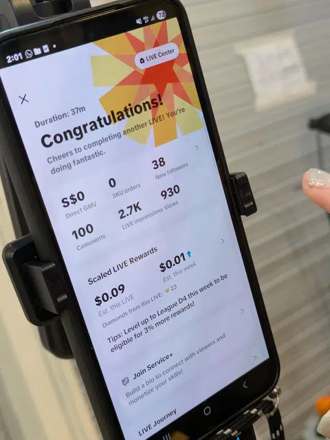 The results of Ms Christina Gwee's live stream at Tiong Bahru Market.