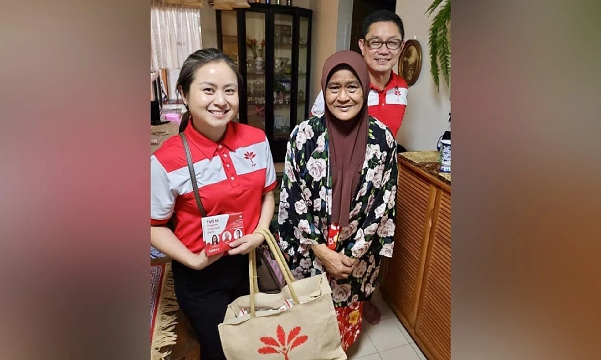 Ms Stella Stan Lee (left) and Mr Lawrence Pek met residents during a Progress Singapore Party walkabout in November.