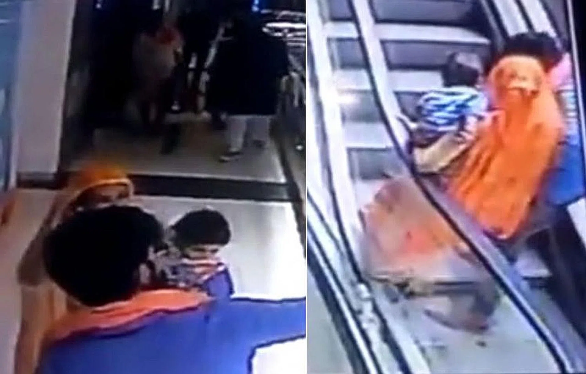 CCTV footage showed the couple taking the baby on the escalator before the accident.
