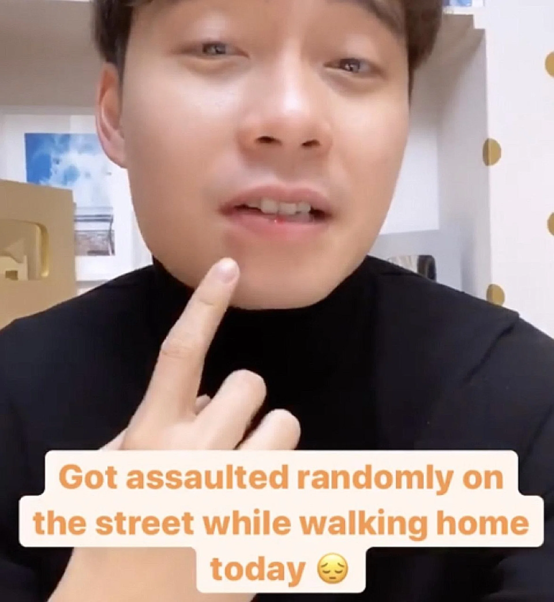 Nigel Ng was left with a bleeding lip and gums after being punched in the face in London. 