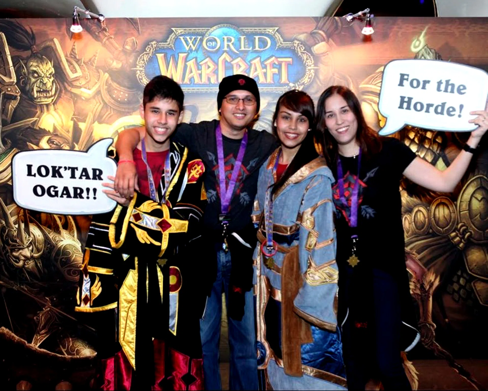 TEAMWORK: (From left) Jason, Mr Austin Lay, Trisha and Mrs Tanja Lay at the World Of Warcraft 10th anniversary event at Zouk in December 2014. 