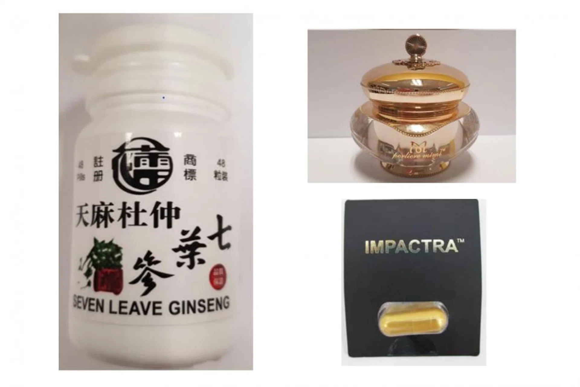 The three products contain high-risk medicinal ingredients. 