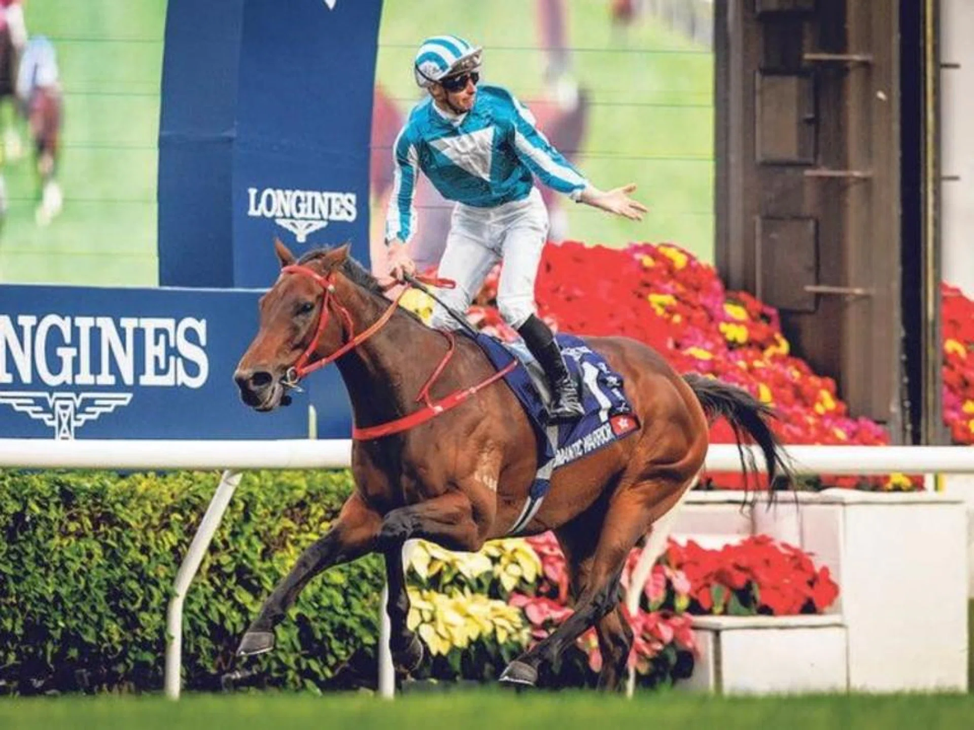Romantic Warrior (James McDonald) taking his third Group 1 Longines Hong Kong Cup at Sha Tin on Dec 8.
