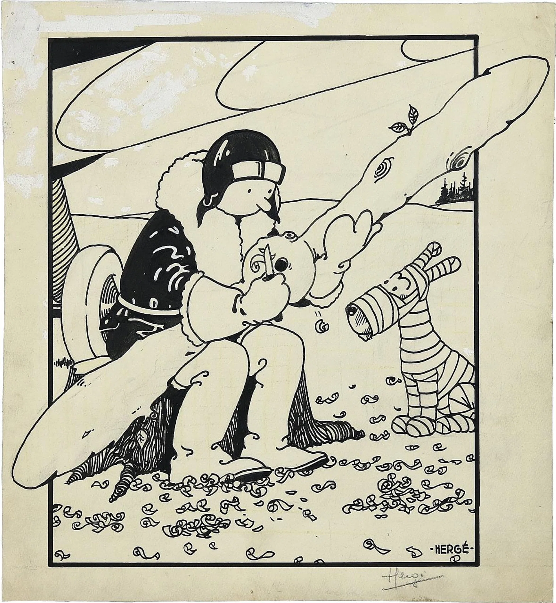 The drawing used for the first published Tintin cover.