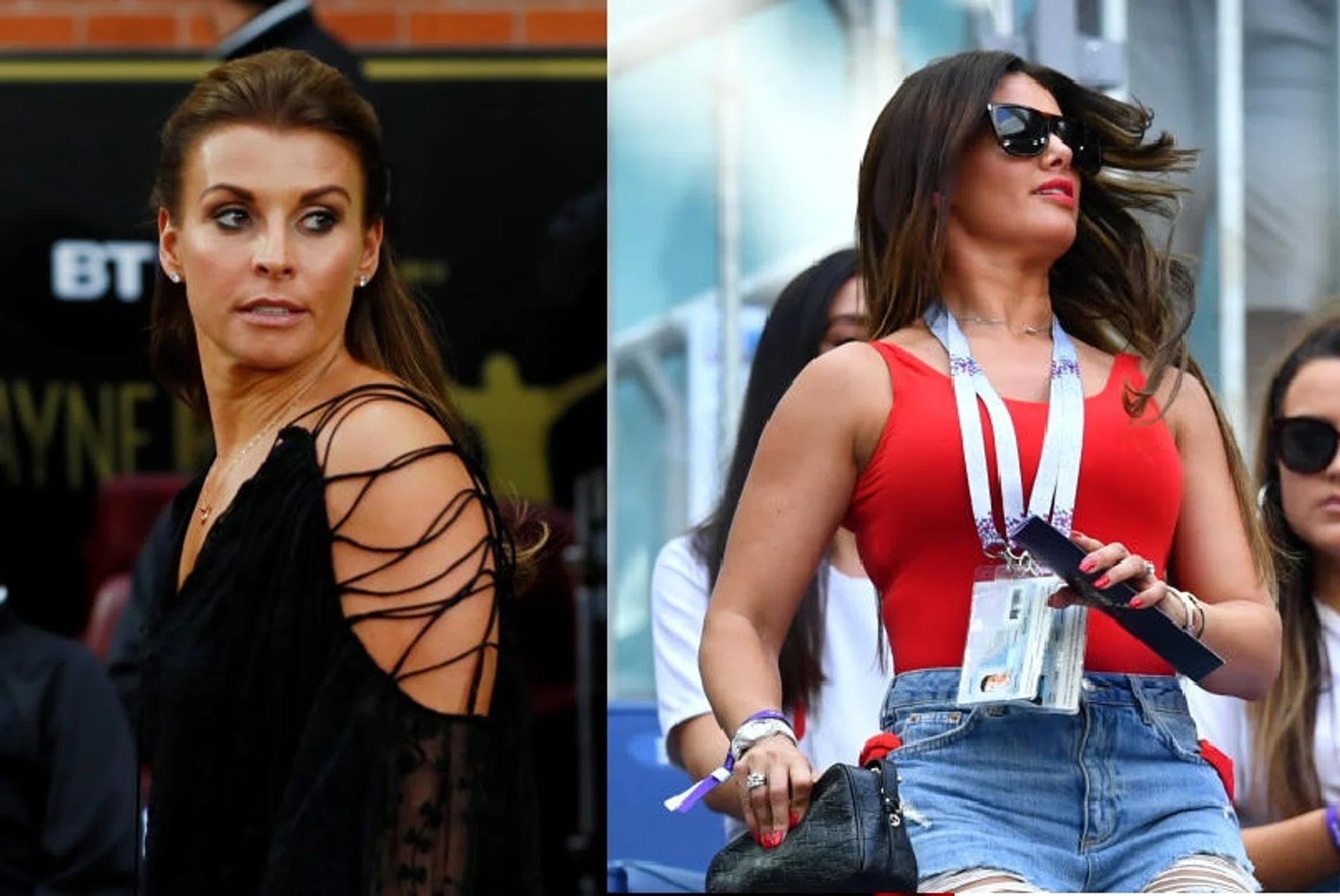 (Left) Coleen Rooney, wife of former Manchester United strike Wayne, is accusing Rebekah Vardy (right), wife of Leicester City striker Jamie, of leaking her private posts on Instagram to The Sun.
