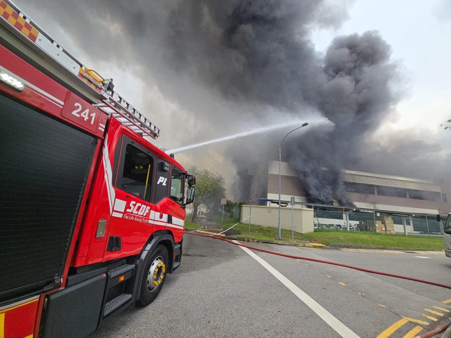 Thick black smoke was seen billowing from the affected building. 