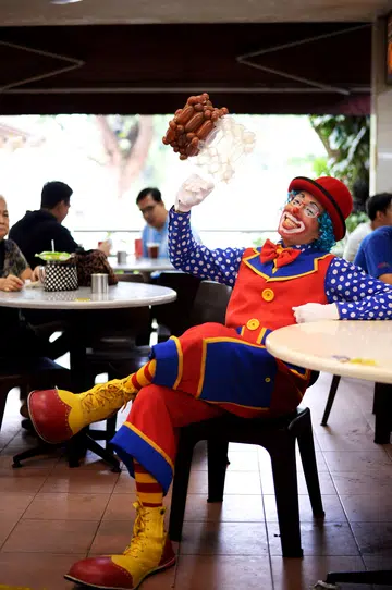 Sinister pranksters won't stop him from clowning around
