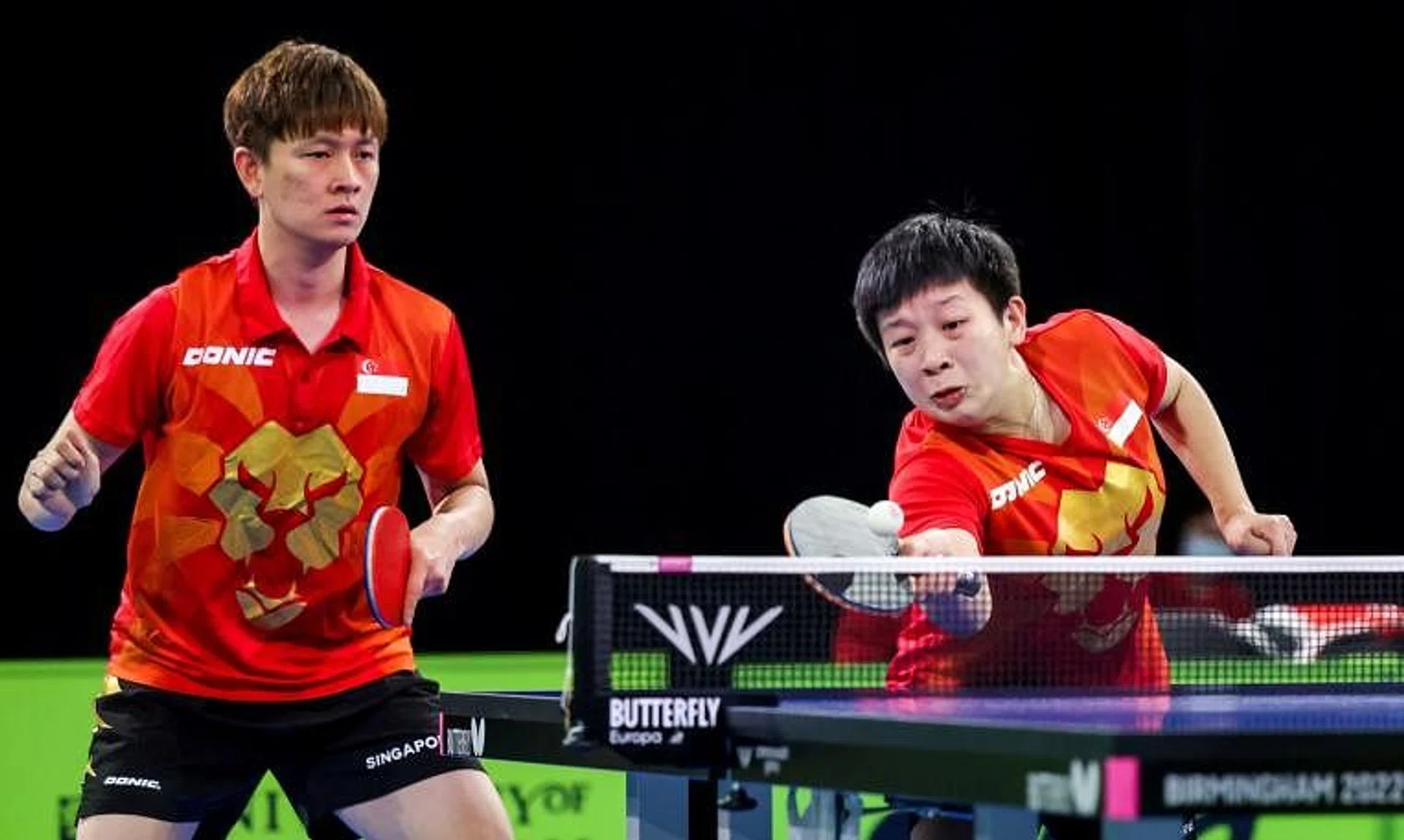 Clarence Chew and Zeng Jian during the Table-tennis Mixed Doubles Quarterfinals of the 2022 Commonwealth Games on Aug 5, 2022.