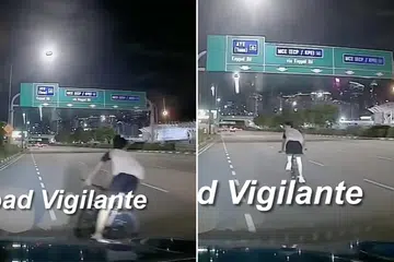 Cyclist swerves into car lane, narrowly avoids crash thanks to alert driver