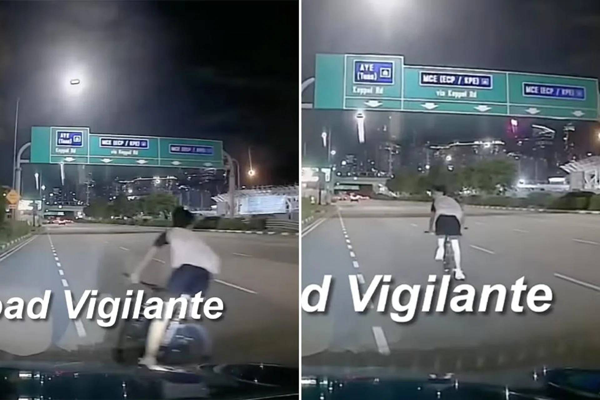 The cyclist did not slow down or check the traffic before swerving into another lane.