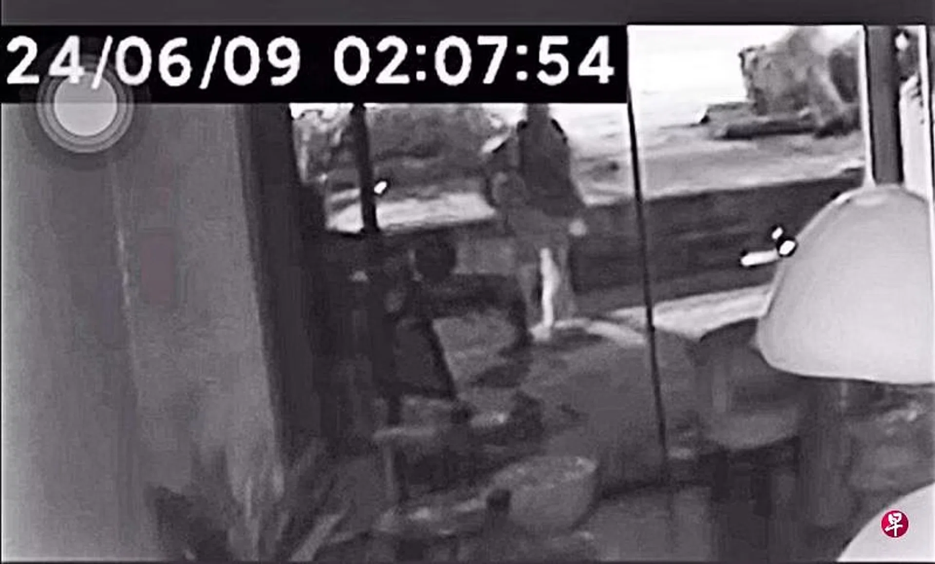 A woman was caught on video allegedly running away with a mirror that was placed outside a Chinatown cafe.