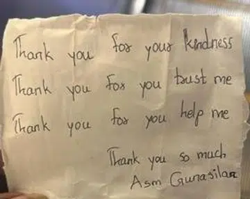 MRT station worker touched by note from stranger he helped