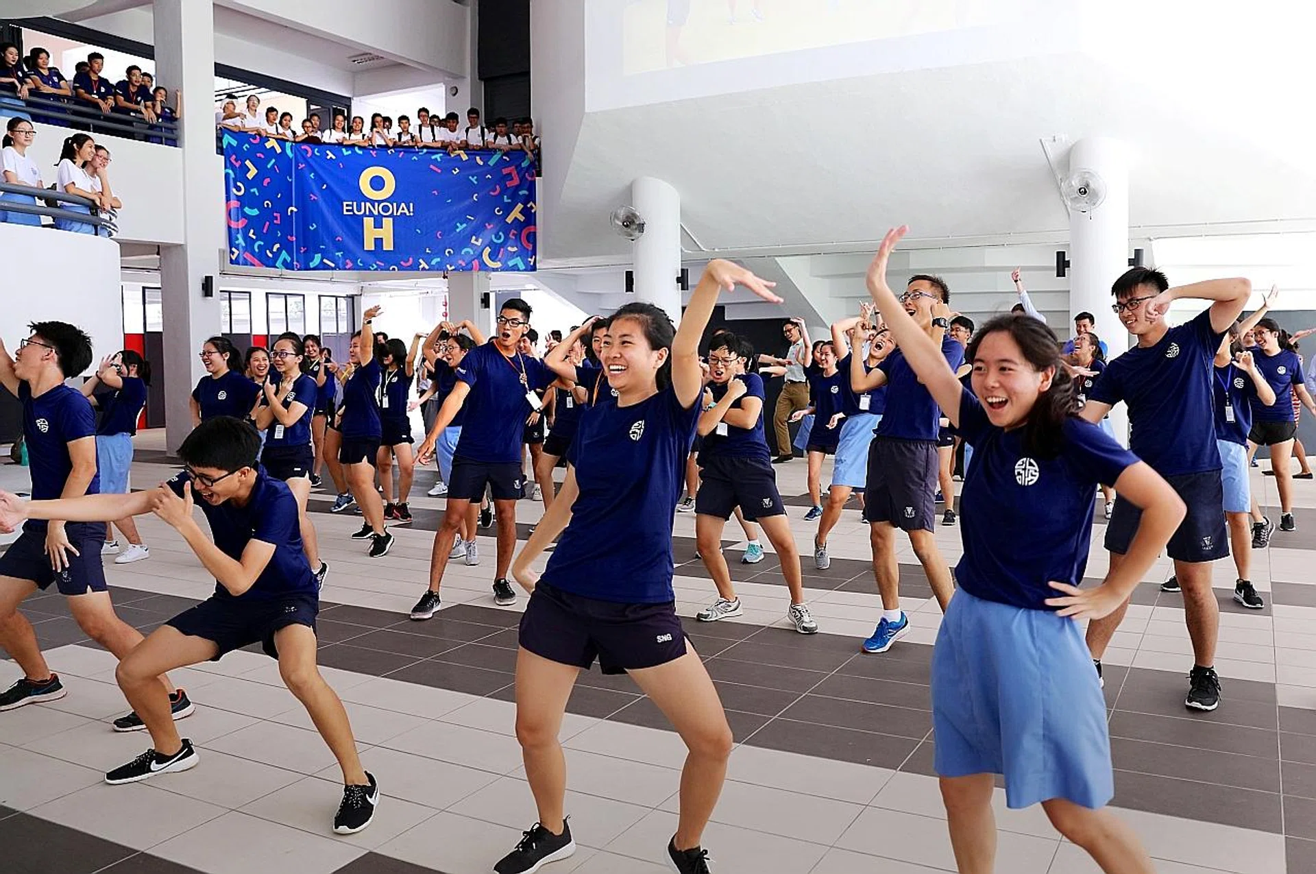 Eunoia Junior College students on their first day of school. 